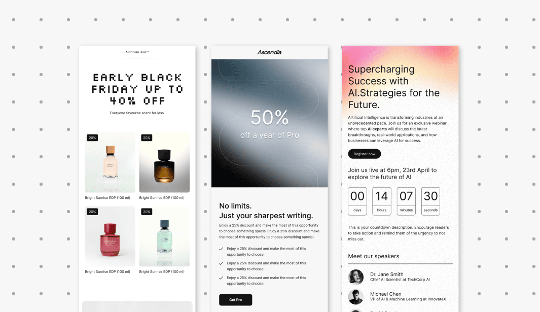 Great examples of black and white emails to inspire your campaigns