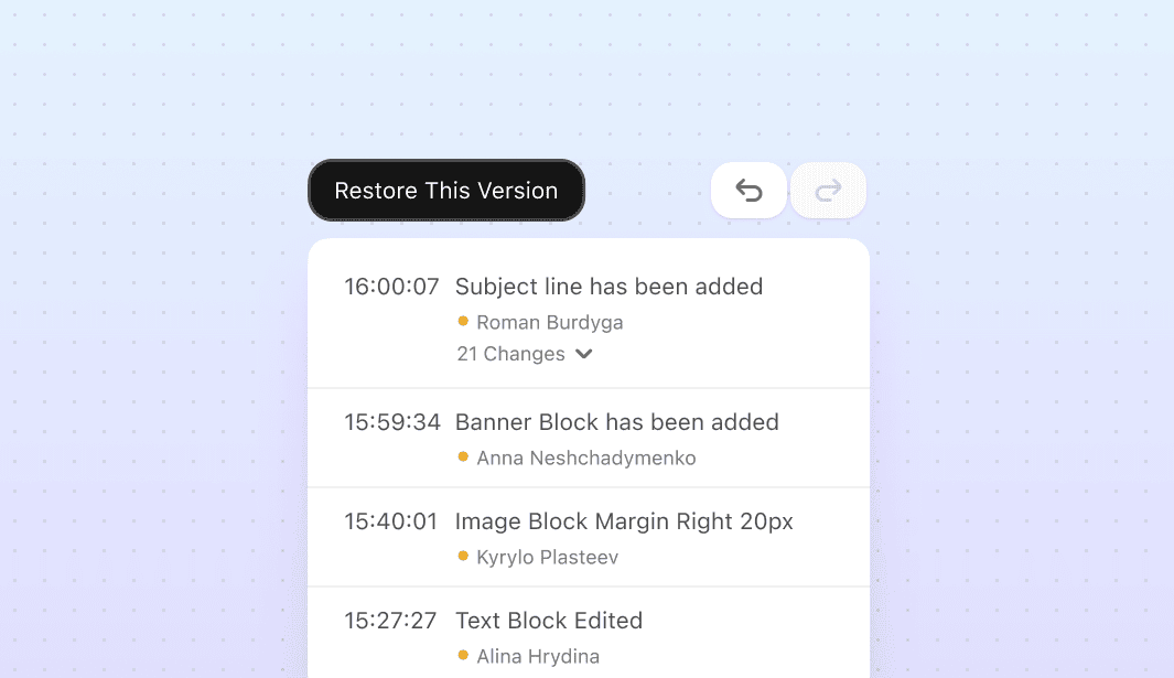 Find and restore the right email version with Stripo’s updated Version History