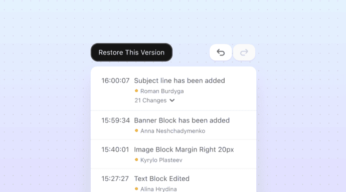 Find and restore the right email version with Stripo’s updated Version History