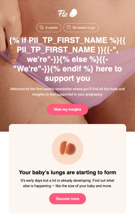 Email for women’s health app — onboarding newsletter