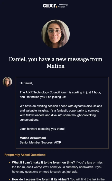 Meeting invitation email