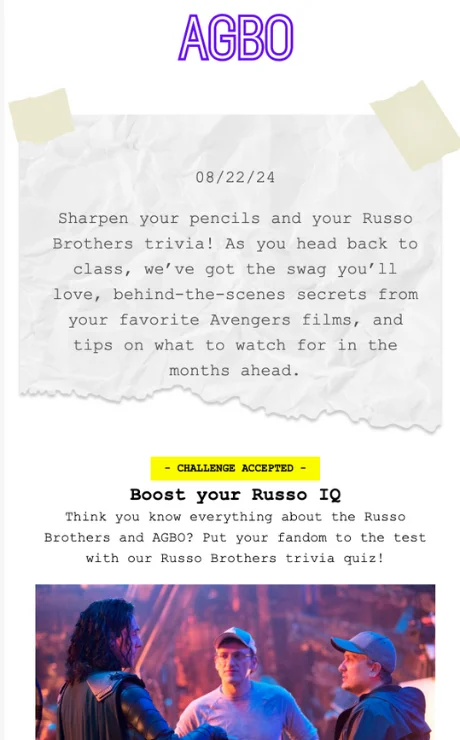 Trivia challenge email