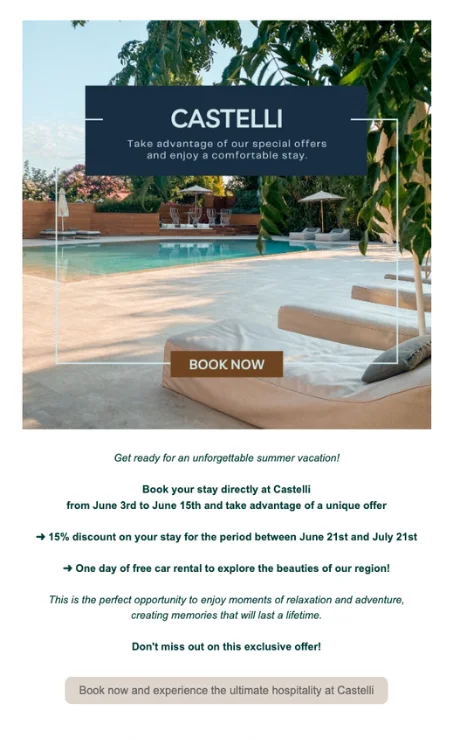 Email for hotel summer promotion