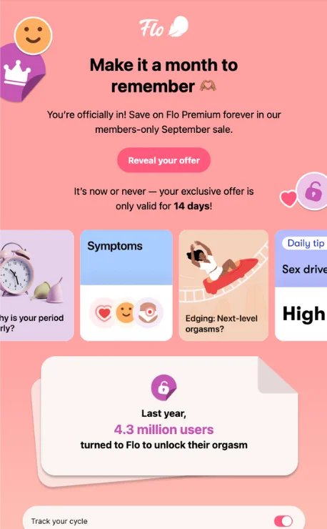 Email for women’s health app