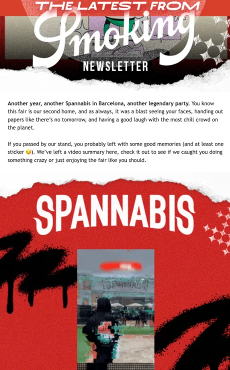 Email for smoking paper brand's newsletter