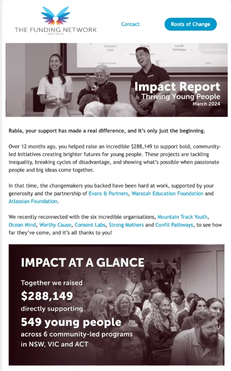 Email for charity fundraising newsletter