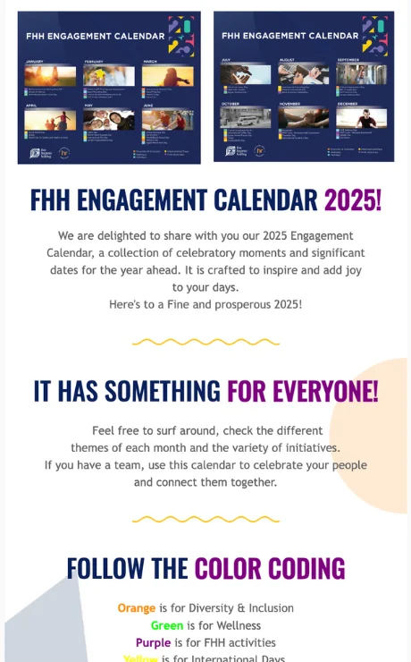 Email with FHH engagement calendar