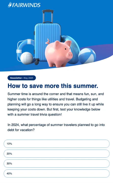 Email with poll for financial app