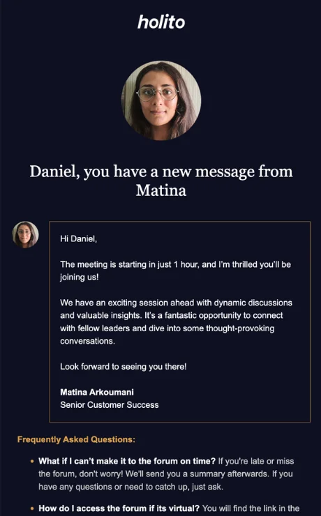 Meeting invitation email