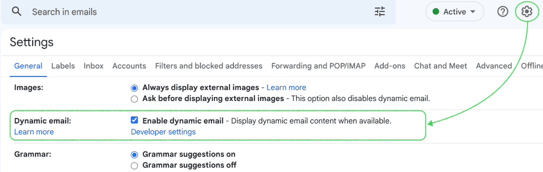 Enabling dynamic content in Gmail Enabling dynamic content in Gmail