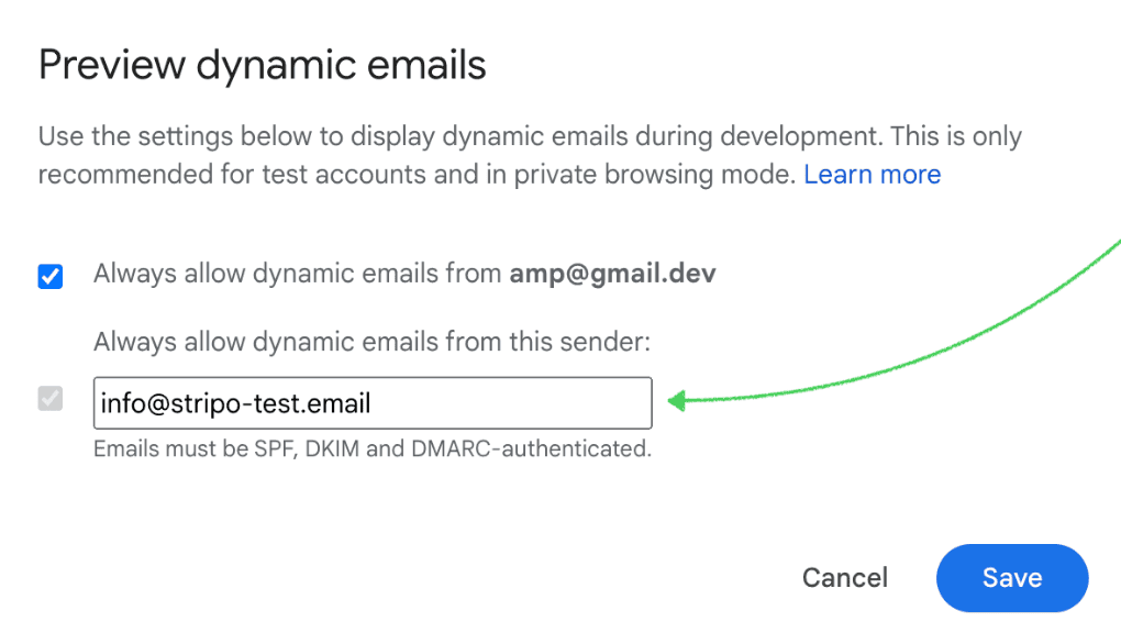 Adding Stripo as the trusted sender for test emails Adding Stripo as the trusted sender for test emails