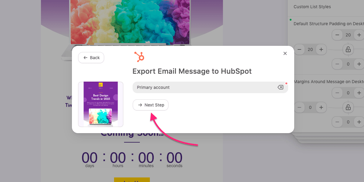 Entering a name for the export account