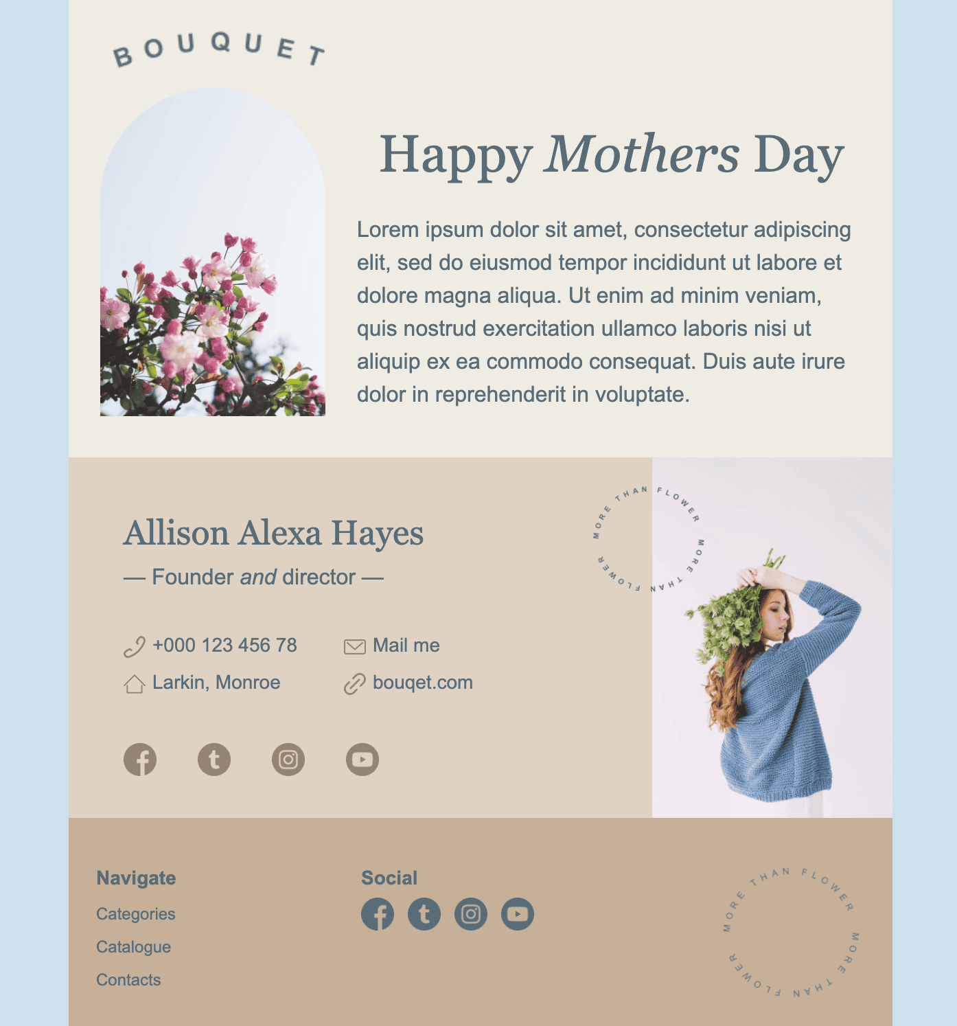 Email we chose for the test in light colors