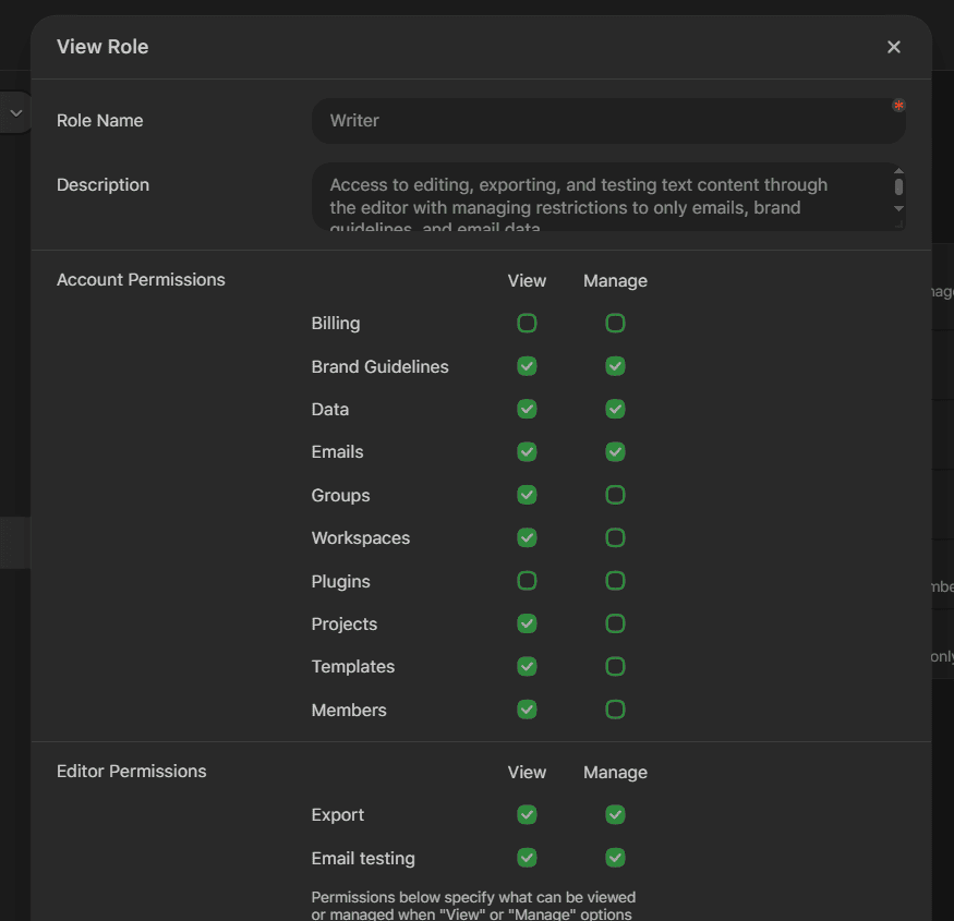 Preset permissions Preset permissions