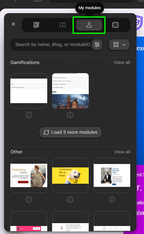 My modules tab My modules tab