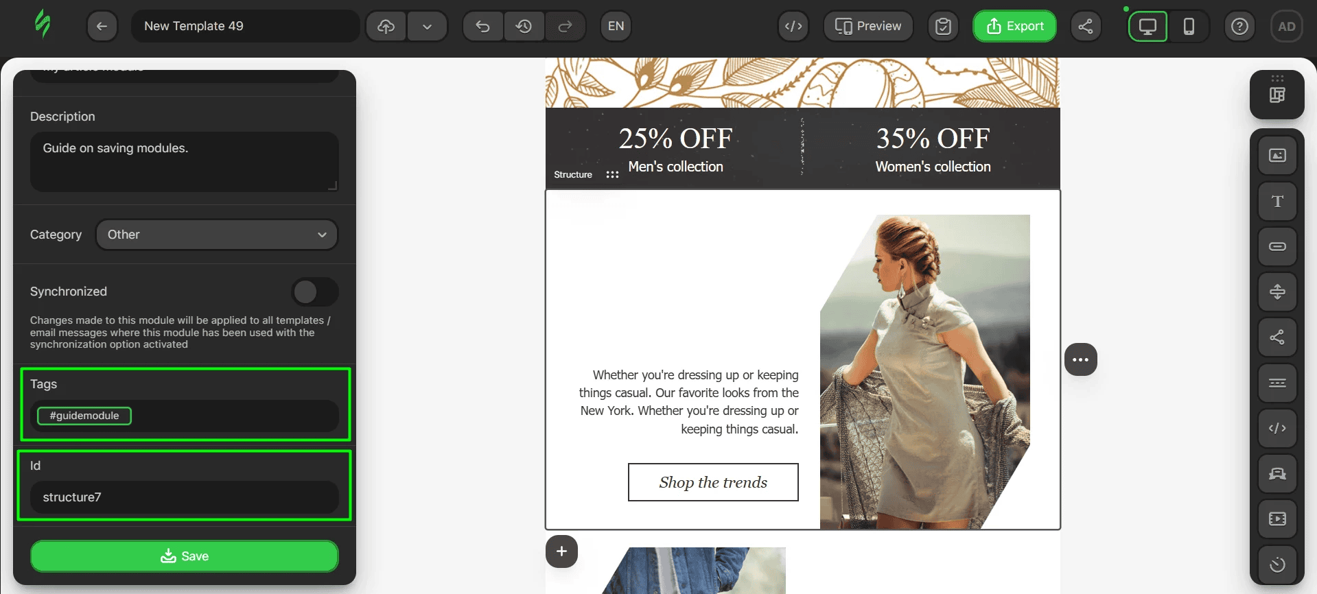 Setting module tags and ID Setting module tags and ID