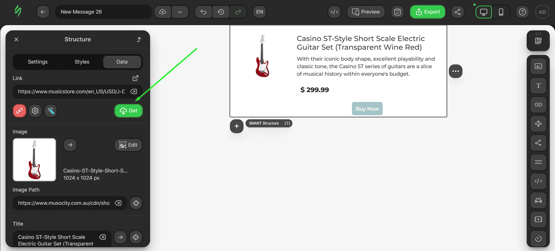 Pulling data from the product page Pulling data from the product page