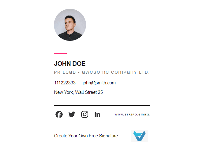 Email signature made in free generator from Stripo Email signature made in free generator from Stripo