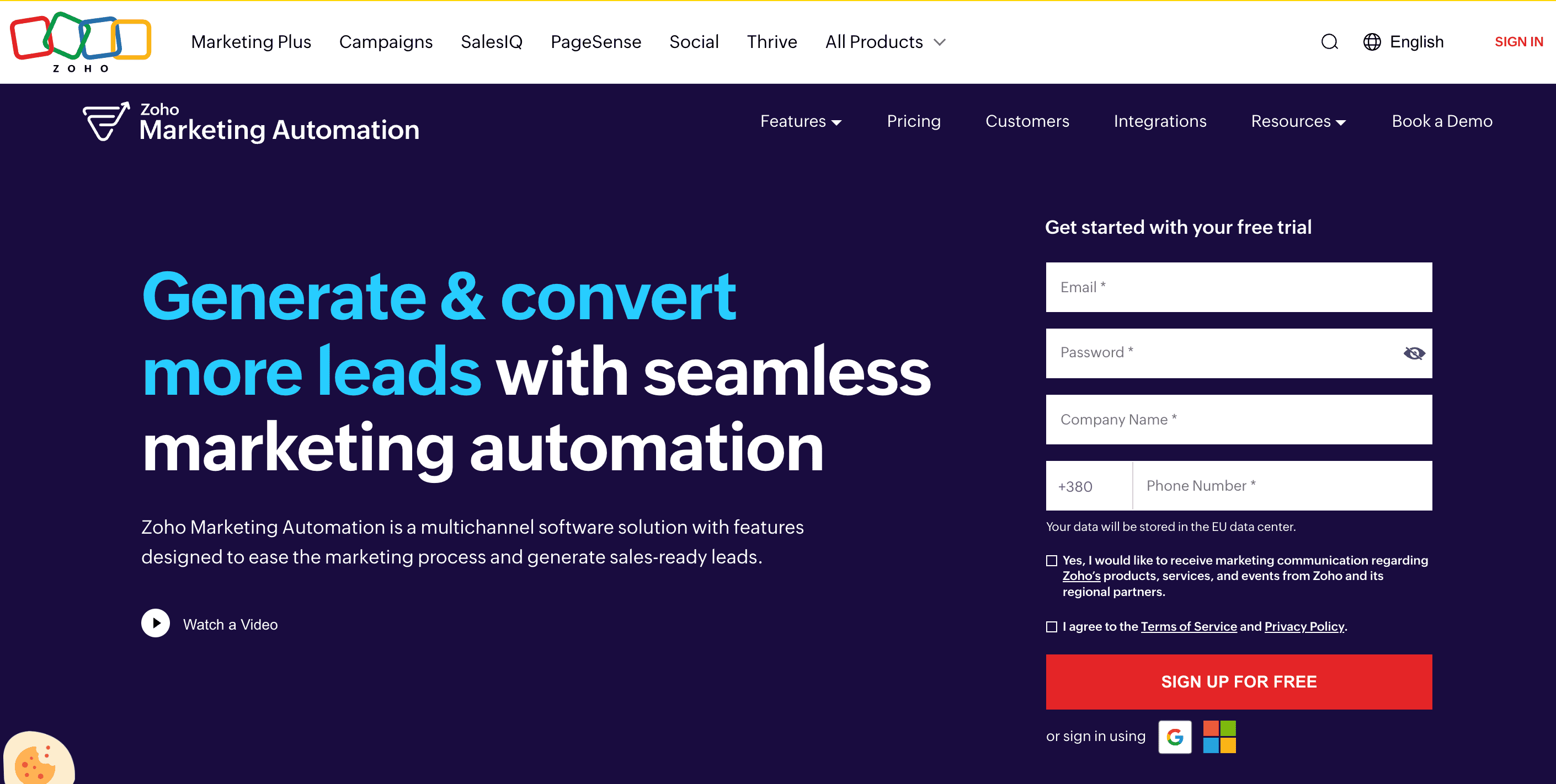 Zoho CRM to collect email subscribers data