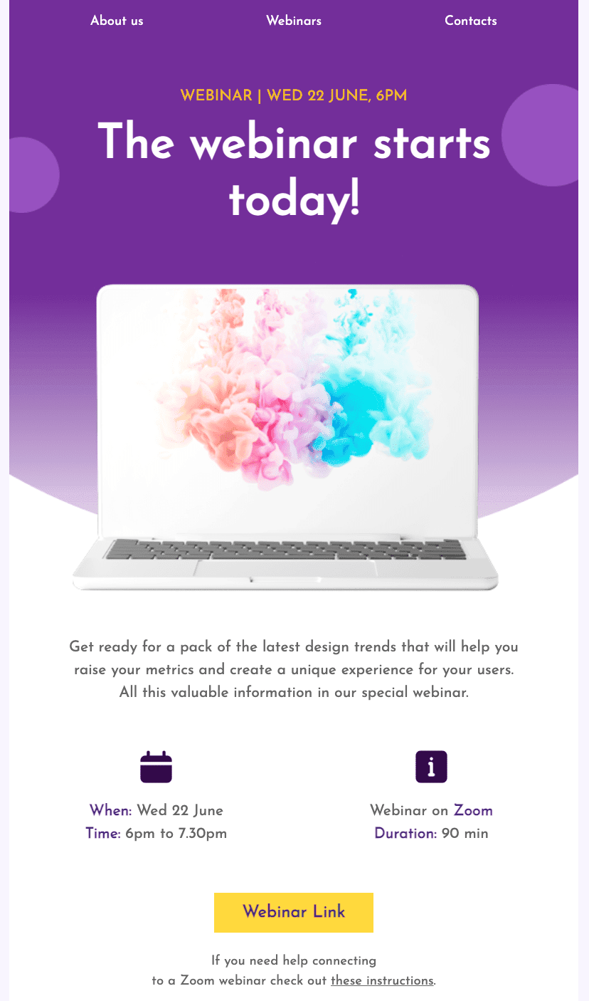 Webinar confirmation email marketing with all the smallest details Webinar confirmation email marketing with all the smallest details