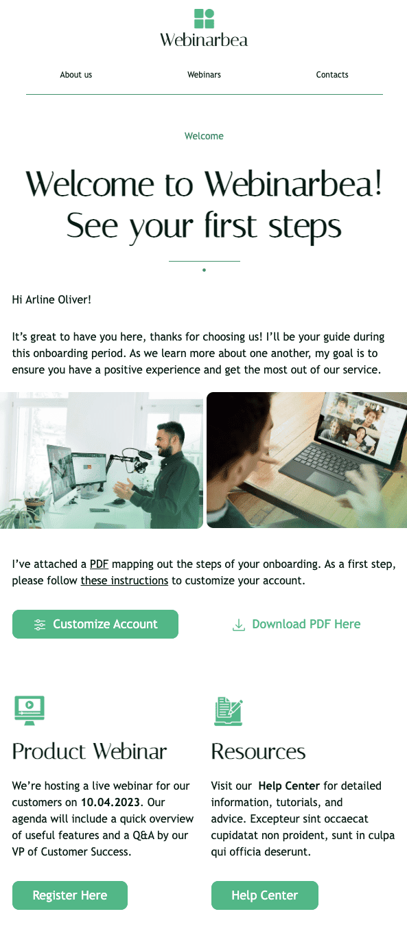 Welcome Email Example