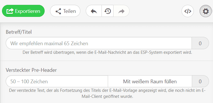 Einstellungen _ Betreffzeile und Kopfzeile der Willkommens-E-Mail