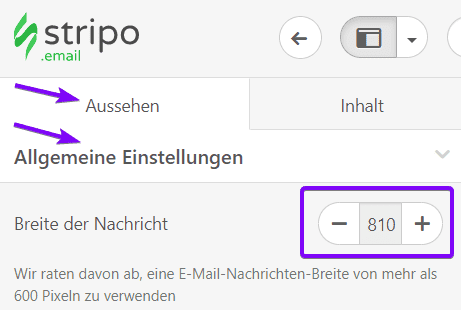 Willkommens-E-Mail Benutzerdefinierte Breite