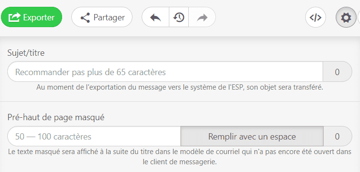 Param&egrave;tres _ Ligne d'objet et en-t&ecirc;te de l'e-mail de bienvenue