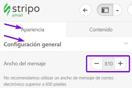 Ancho Personalizado del Correo Electr&oacute;nico de Bienvenida