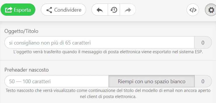 Impostazioni _ Oggetto e Intestazione dell'Email di Benvenuto