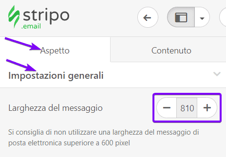 Larghezza Personalizzata Email di Benvenuto