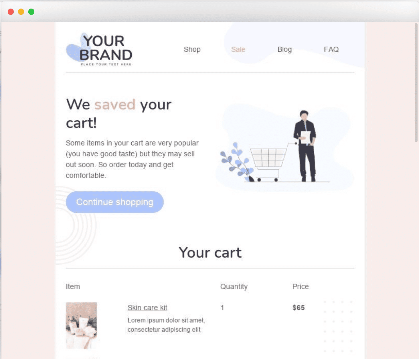 Abandoned cart email template free