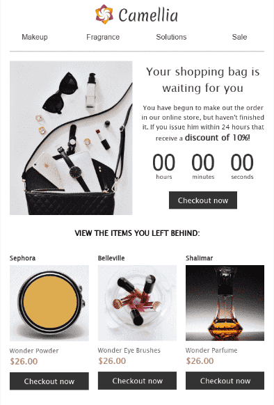 Abandoned cart email examples