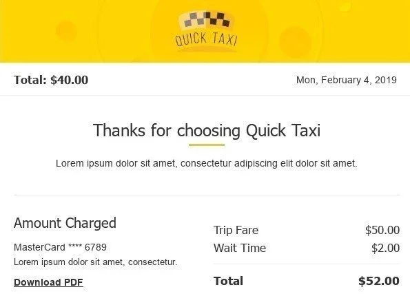 Courriels de confirmation contenant les renseignements sur le paiement Courriels de confirmation contenant les renseignements sur le paiement