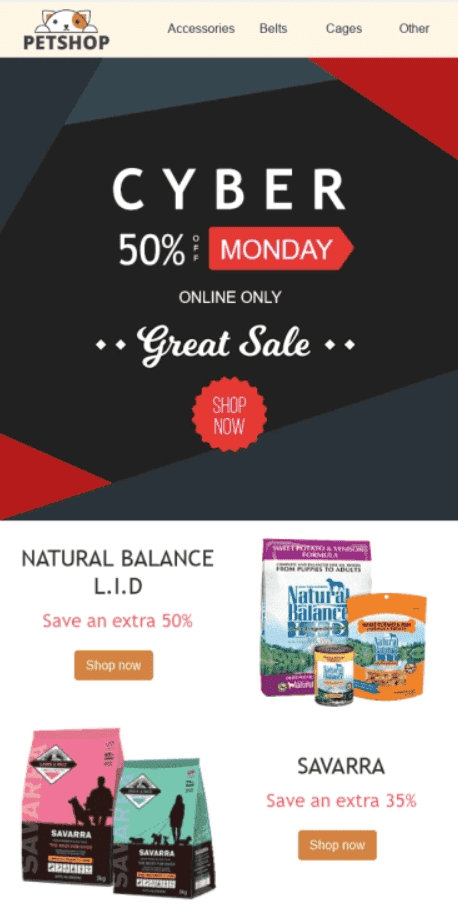 Mobile-Optimized Cyber Monday Email Template Mobile-Optimized Cyber Monday Email Template