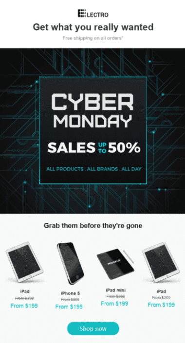 Cyber Monday Email Template for Online Sales Cyber Monday Email Template for Online Sales