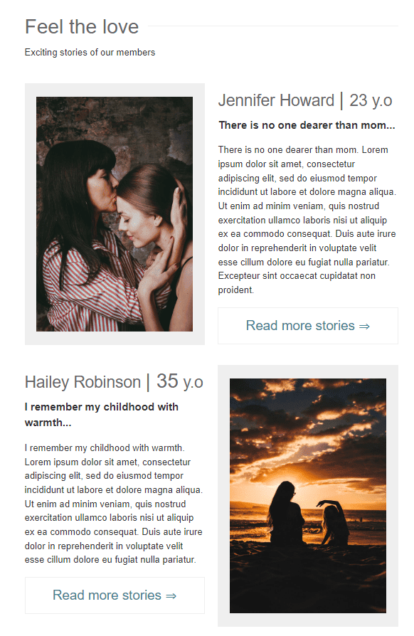 Mother's Day Email Example of User-Generated Content