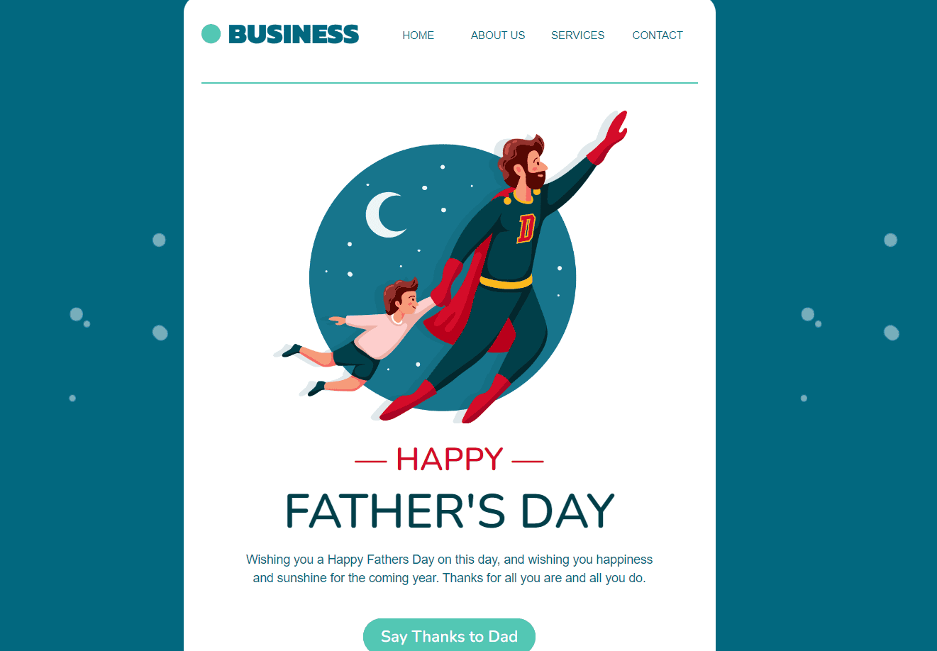 Father's Day email template with a bright background Father's Day email template with a bright background