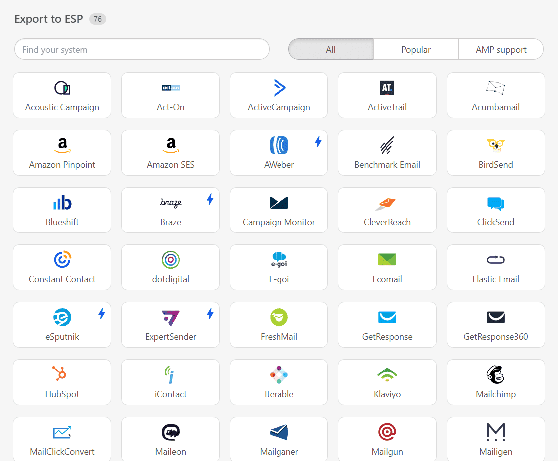 Export Your Emails to 75+ ESPs