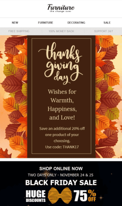 Thanksgiving Email Template Idea for Small Business Thanksgiving Email Template Idea for Small Business