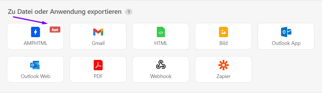 Herunterladen von AMP-E-Mails als AMP-HTML-Dateien