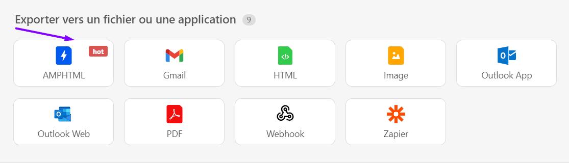 T&eacute;l&eacute;chargement d'e-mails AMP sous forme de fichiers HTML AMP