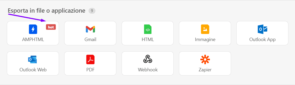 Download di email AMP come file HTML AMP