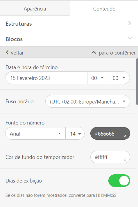 Configurando um temporizador de contagem regressiva Configurando um temporizador de contagem regressiva