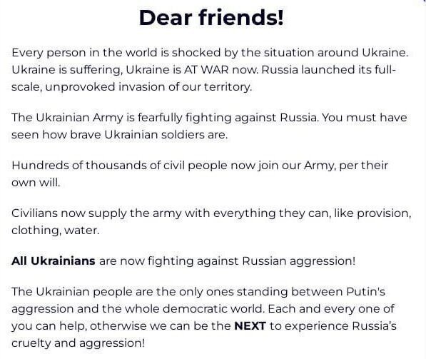 Plantilla de correo electr&oacute;nico para recaudar fondos para Stop War