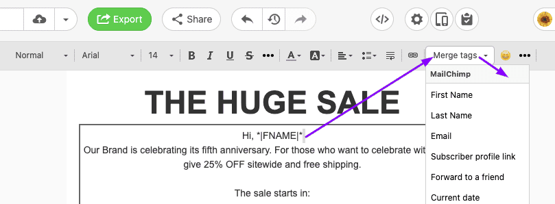 Adding Merge Tags to Mailchimp Emails with Stripo_Export Adding Merge Tags to Mailchimp Emails with Stripo_Export