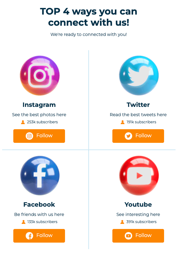 Додайте іконки соцмереж у листи для збору коштів Додайте іконки соцмереж у листи для збору коштів