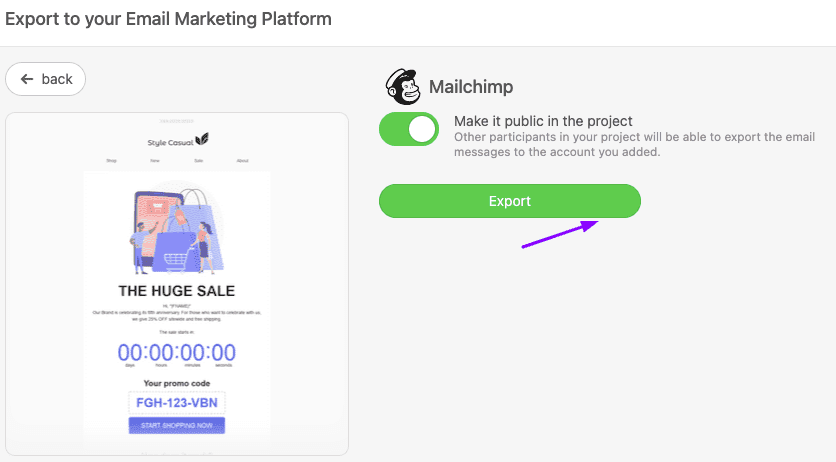 Export Button_Exporting Emails to Mailchimp_Stripo Export Button_Exporting Emails to Mailchimp_Stripo