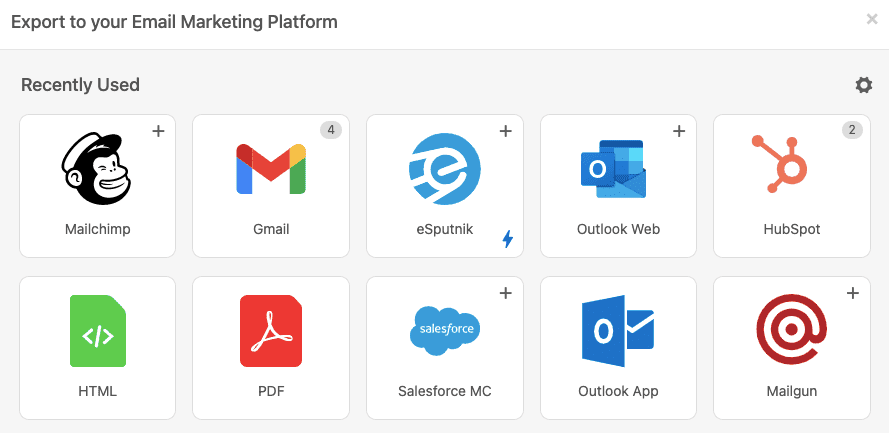 Recently Used Exporting Options_Export Emails to Mailchimp Recently Used Exporting Options_Export Emails to Mailchimp
