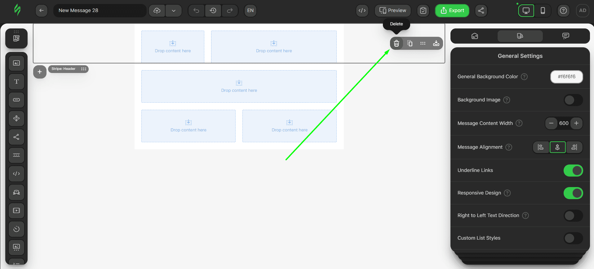Deleting stripes Deleting stripes